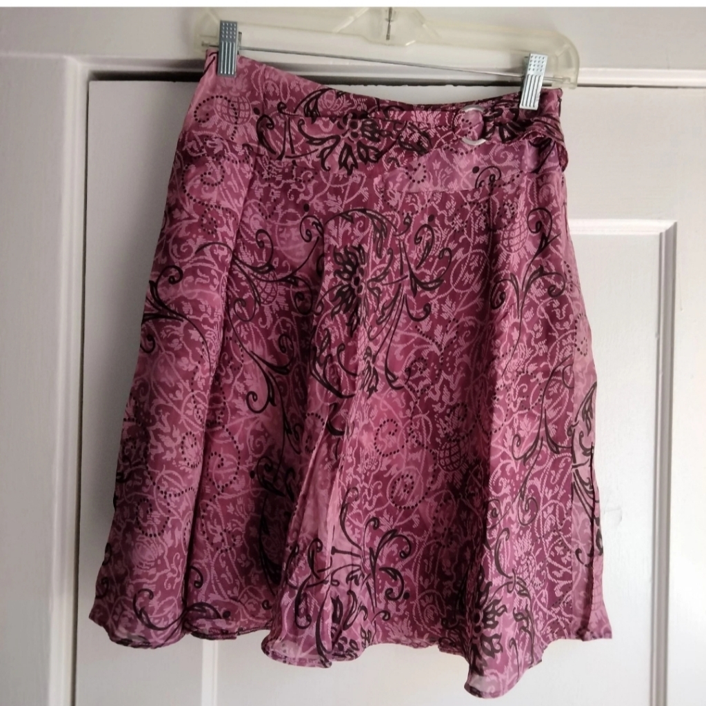 Ipekyol Pink Floral A-Line Skirt Fairy Rayon Lined Women's Size Eur 36 (Us 6)